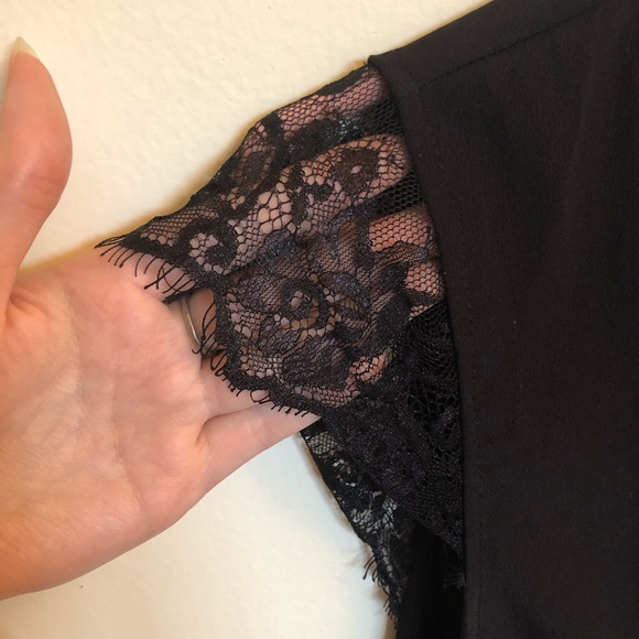 SOLD UO Kimchi Blue Black Satin & Lace Plunge Romper - Picture 3 of 7